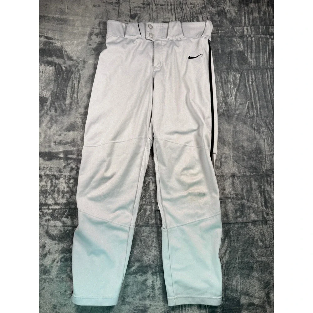 Nike Baseball Pants Boys XL Grey Team Engineered Piped Athletic Pants 26 Inseam